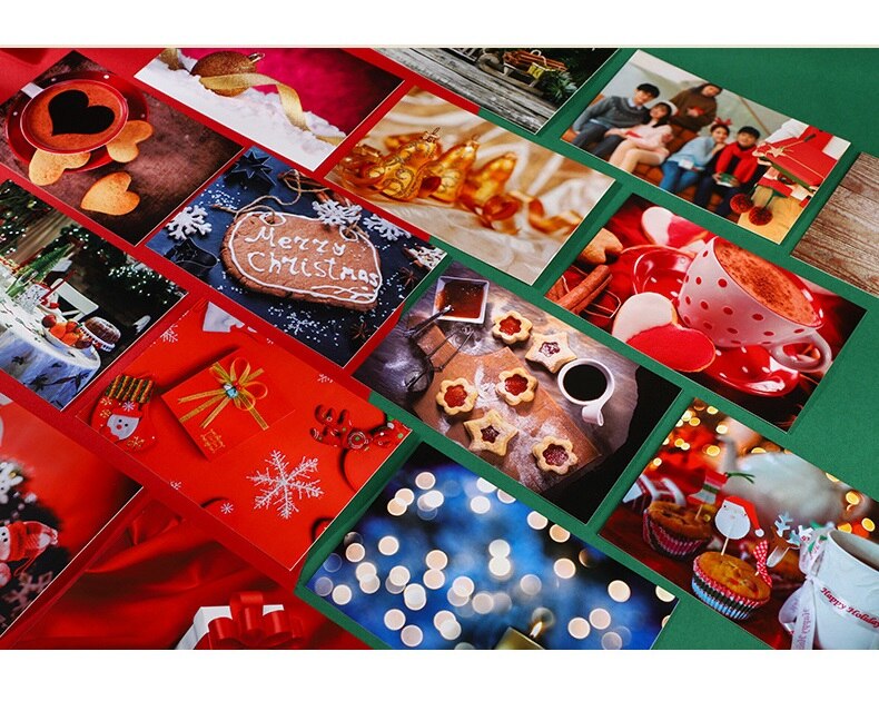 Carte postale créative de la série réveillon de noël, carte de vœux, de dessin animé, de noël et du nouvel an, DIY, 30 pièces/ensemble