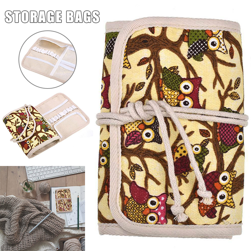 Eule Krawatte Seil Leinwand Rolle Tasche Hand Gestrickte Häkeln Werkzeug Lagerung Tasche Häkeln Kombination Lagerung DIY Weberei Werkzeug Häkeln Tasche: Ursprünglich Titel