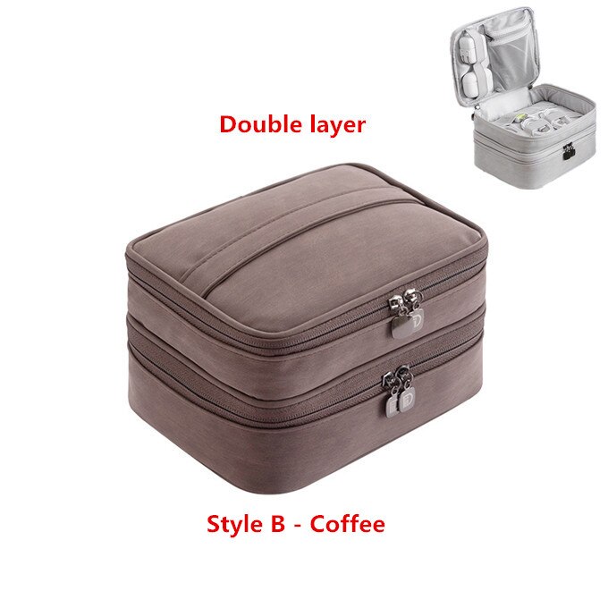 Travel Accessory Digital Bag Power Bank USB Charger Cable Earphone Storage Pouch Shockproof Electronic Organizer Package: B-Coffee