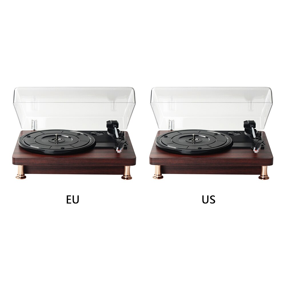 Plug In Speakers For Record Player US/EU Plug Wooden Box Retro 3-Speed Bluetooth Reco... – Grandado