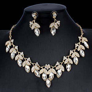 Jiayi jiaduo-Conjunto de collar y pendientes de cristal para mujer, joyería para vestidos de novia, rojo-Merlín-blanco NE + EA: 3