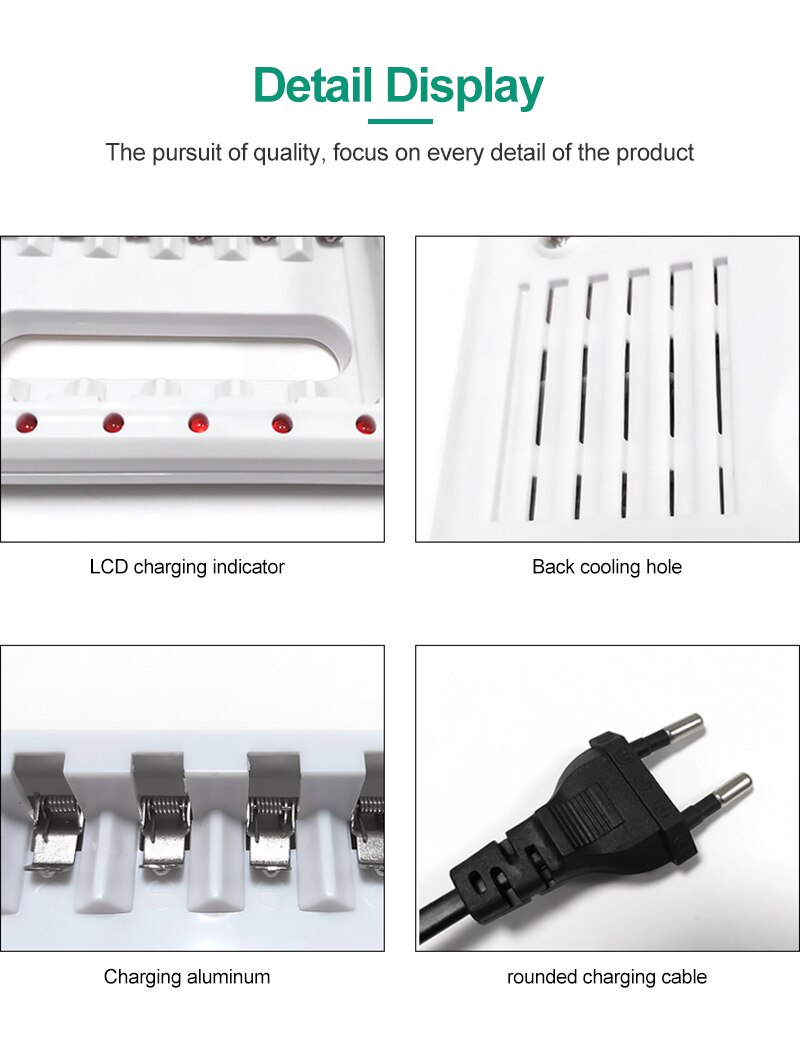 PUJIMAX 6 Slots Batteries Charger AA / AAA Ni-MH / Ni-Cd Batteries Rechargeable Battery EU Plug universal battery charger
