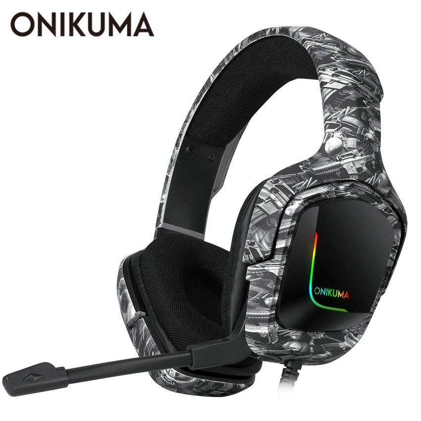 ONIKUMA K20 PS4 Headset casque PC Gamer Stereo Gaming Hoofdtelefoon met Mic/Led Licht voor XBox One/Laptop tablet