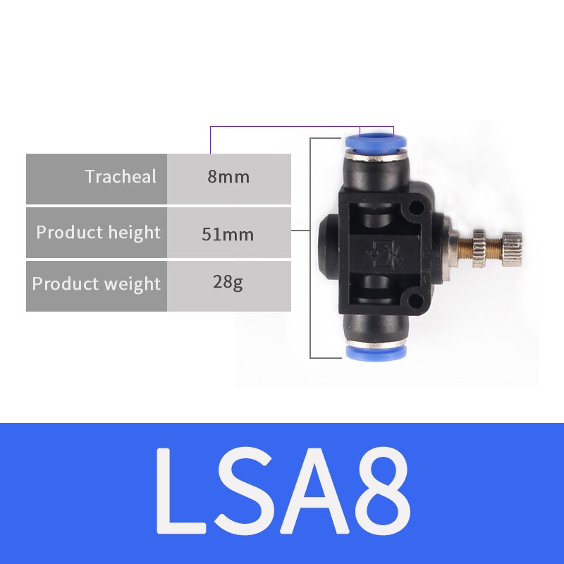 Pneumatic Fittings LSA 4mm 6mm 8mm 10mm 12mm Air Water Hose Tube One Touch Straight Push-In Plastic Quick Connector Tube Fitting: LSA8