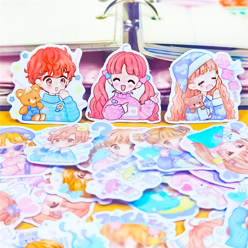 40pcs Cute Self-made Comic cartoon Girls Scrapbooking Stickers /Decorative Sticker /DIY Craft Photo Albums