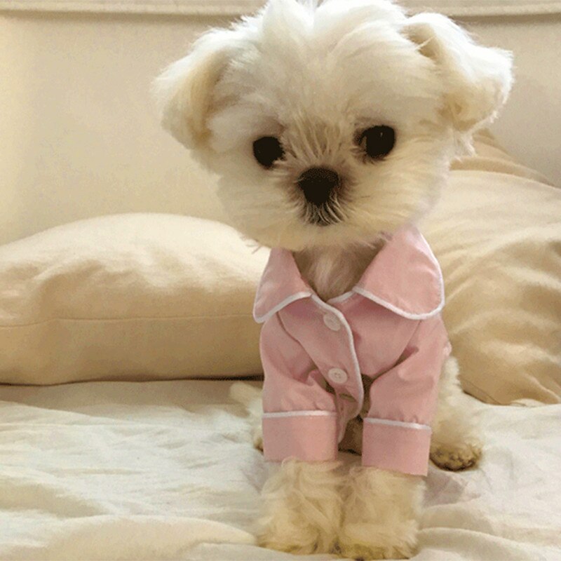 French Style Pet Pajamas Dog Clothes Shirt Jumpsuit for Teddy Chihuahua: pink / XL