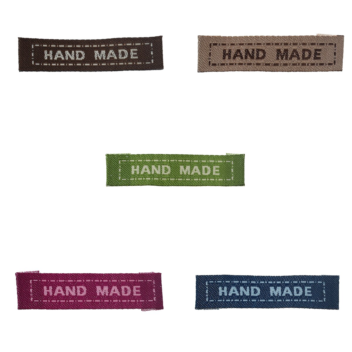 Cotton Woven Printed Labels DIY Scrapbooking Craft Rectangle Mixed Message " Hand Made " 4.5cm x1.1cm(1 6/8" x 3/8"), 200 PCs