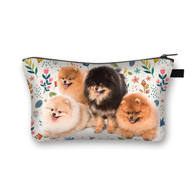 Piękny pies Chihuahua/Pomeranian pies drukowanie kosmetyczka kobiety torebki na makijaż uroczy pies kosmetyczka przenośne szminki torby prezent: shzbbomeic07cw