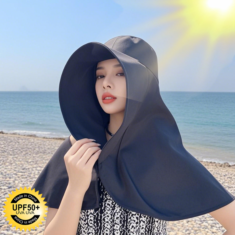 1/2/3 Uds. Sombrilla de protección solar de verano para mujer, sombrero con protección UV, sombrero para cubrir la cara de ala grande, máscara facial, sombrero con protección para el cuello