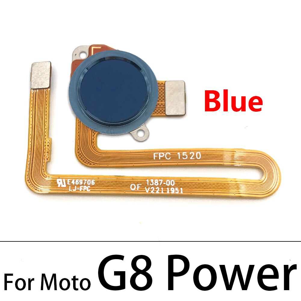 Sensor de huella dactilar Inicio tecla de retorno botón de menú, Cable flexible para Motorola Moto G7 Plus / G7 G8 Power / One Vision Home: G8 Power Blue
