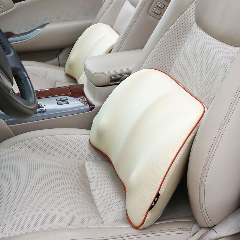Cuscino del Sedile auto universale lombare supportt Da Viaggio Gomma Piuma di Memoria Cuscino di Massaggio Sedia Da Ufficio Cuscino di Supporto Lombare auto Accessori: beige-1pezzi