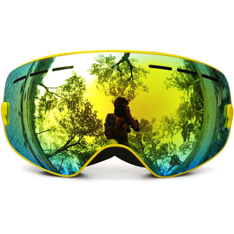 Óculos de esqui para crianças, óculos para meninos e meninas, proteção uv/neve, multi cores/duplo, anti-neblina, snowboard, ski: C5 Yellow Gold