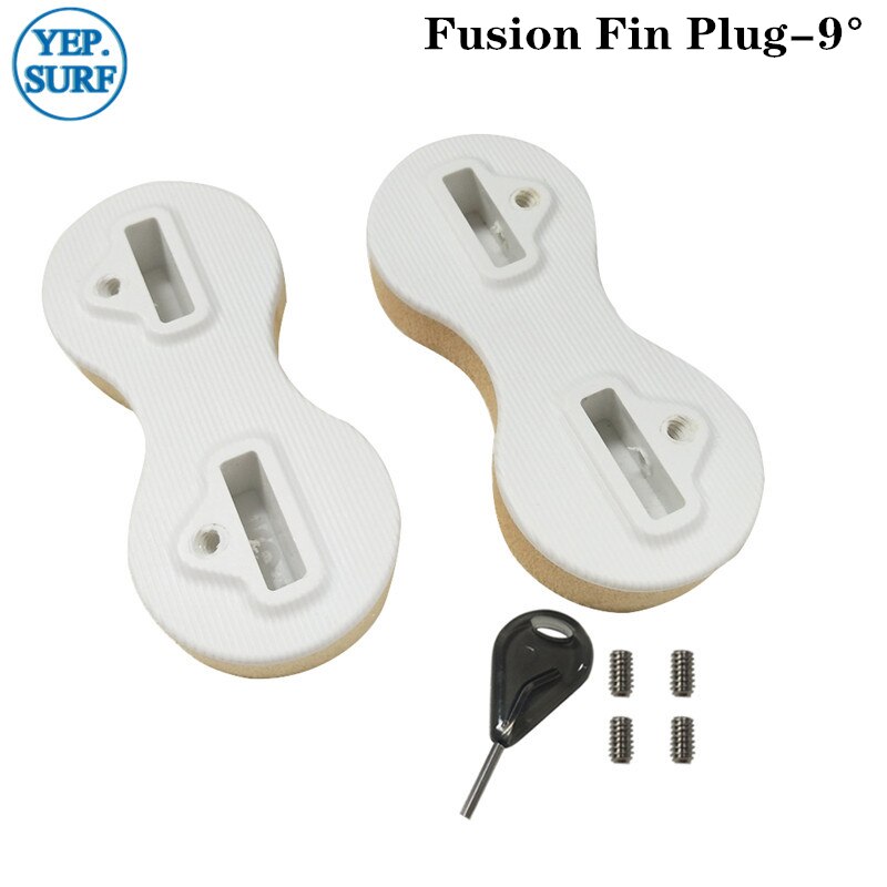 Enchufe de aleta de Surf FCS, enchufe de aleta de 5/9 grados de fusión de plástico blanco con llave de aleta,