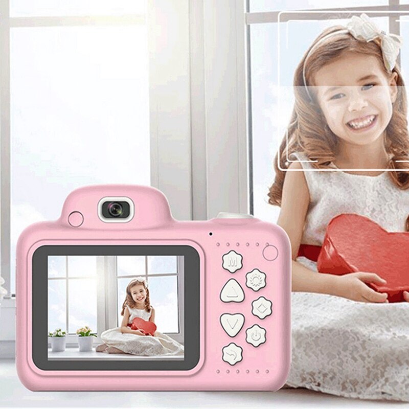 Kids Camera Mini Kinderen Slr Camera 2.4 Inch Scherm 8Mp Met 16G Het Kaart Dual Lens (Roze)