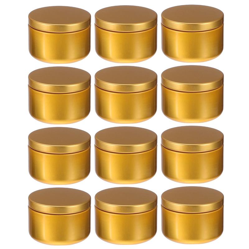12 pz casa fai da te candela latta rotonda metallo caramelle scatole contenitori di candele candela fai da te tariffa barattoli vuoti con coperchi artigianato d'arte forniture: d'oro