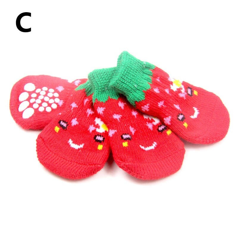 4 pièces chien chaussettes de noël chien de compagnie Doggy chaussures belle doux tricoté chaussettes vêtements vêtements vêtements pour chiens chats de noël: C / XL
