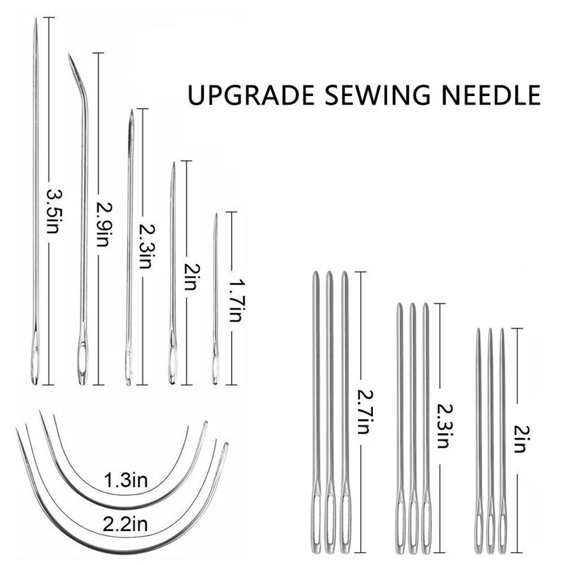 Polstring reparationssæt 29- pakke, læder håndværktøjssæt læder håndsyning nåle lærredstråd og nåle målebånd stor-e