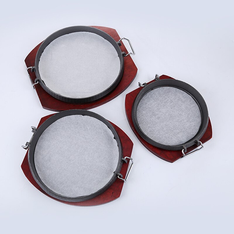 Cast iron electromagnetic oven baking pan iron frying steak plate commercial circular Korean BBQ food dish comal wood tray