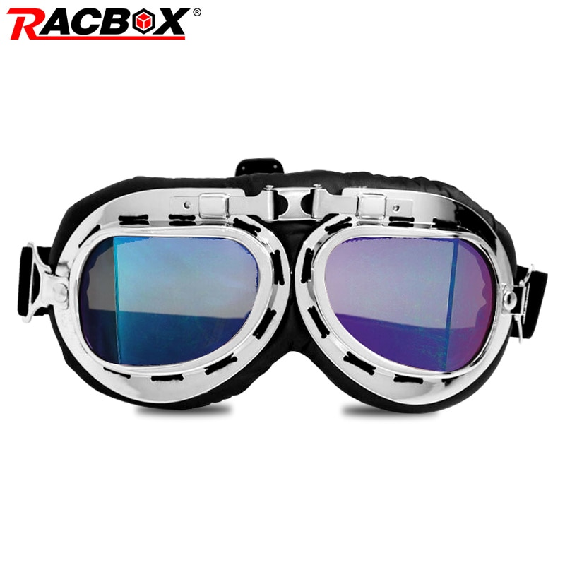 Retro motorcykel glasögon vintage motorcykel sliver glasögon hjälm pilot klassiska glasögon för atv utv uaz skoter cykel moto styling