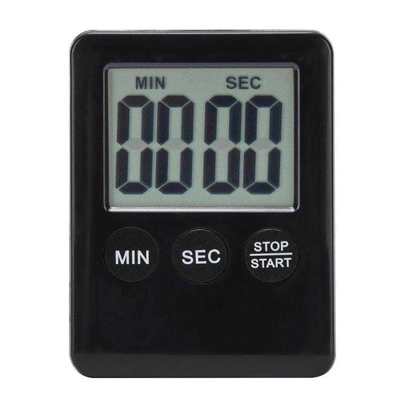 LCD Digital Timer Kitchen Cooking Count-down Up Clock Loud Alarm Reminder Easy to Use Digital Timer Kitchen Tool: Black