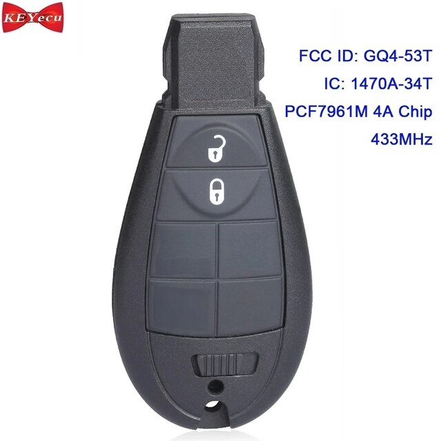 KEYECU 2pcs for Jeep Cherokee Sport KL Remote Key Fob Fobik 433MHz GQ4-53T 4A Chip: 2 Button