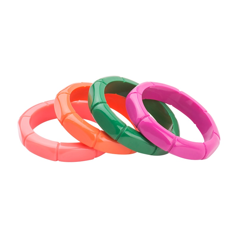 GuanLong-brazalete geométrico de resina acrílica para mujer y niña, pulsera con patrón de bambú Irregular, de , joyería