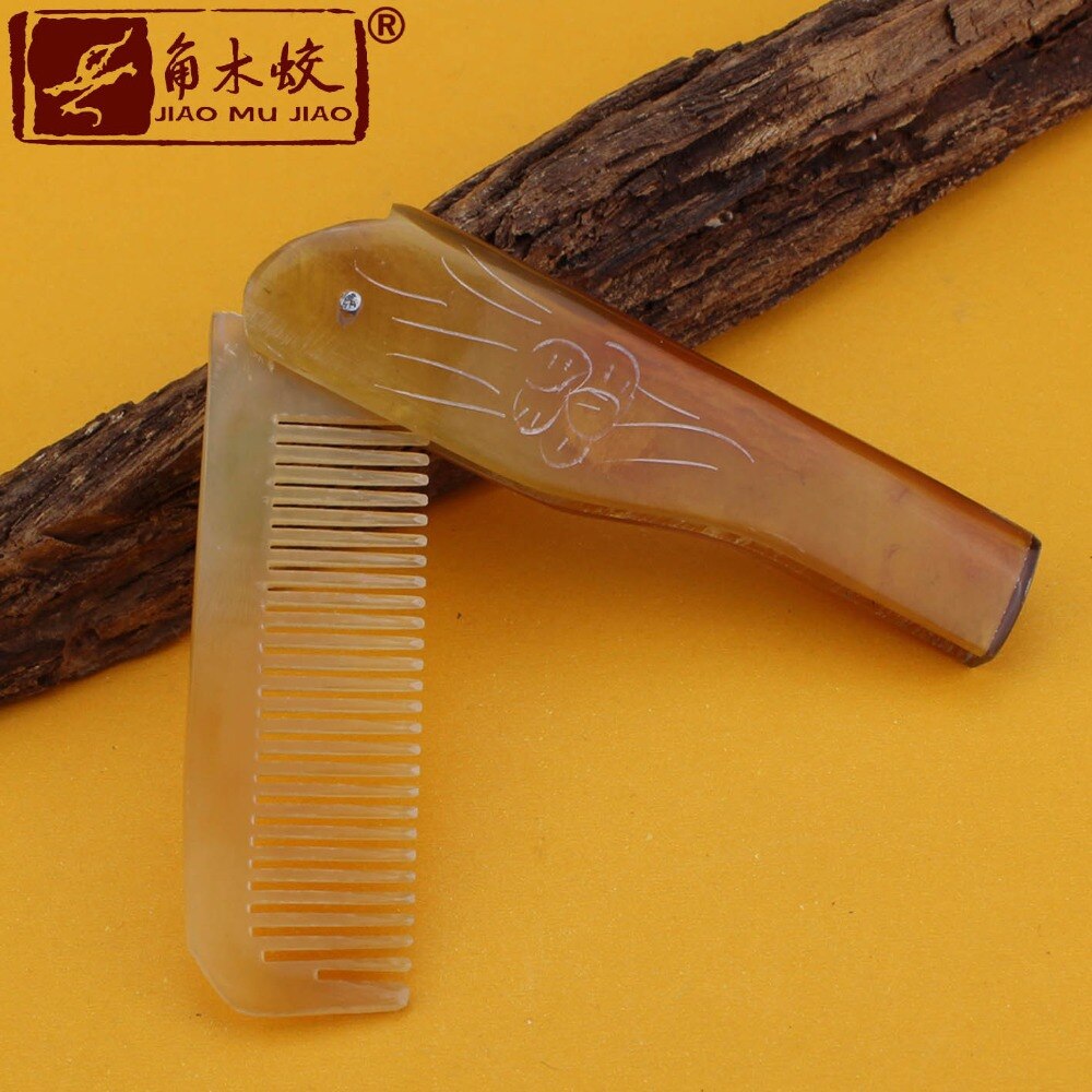 Peigne en corne de HQ, véritable peigne de poche, pliable, antistatique, antipelliculaire, pour massage de santé,
