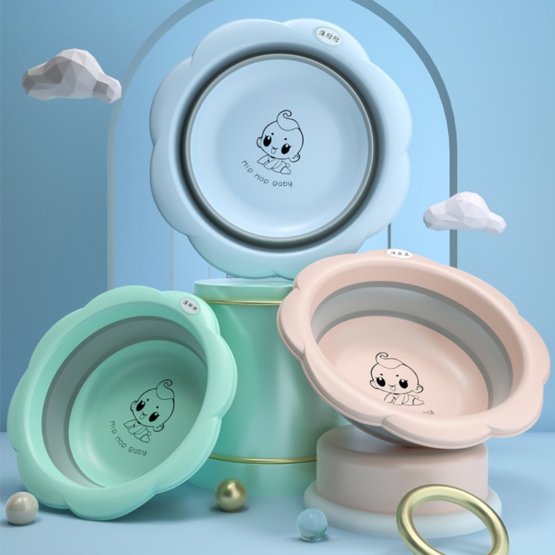 1PC bébé pliant lavabo ménage enfants dessin animé pliant pied cul bassin bébé télescopique Portable épais plastique petit bassin