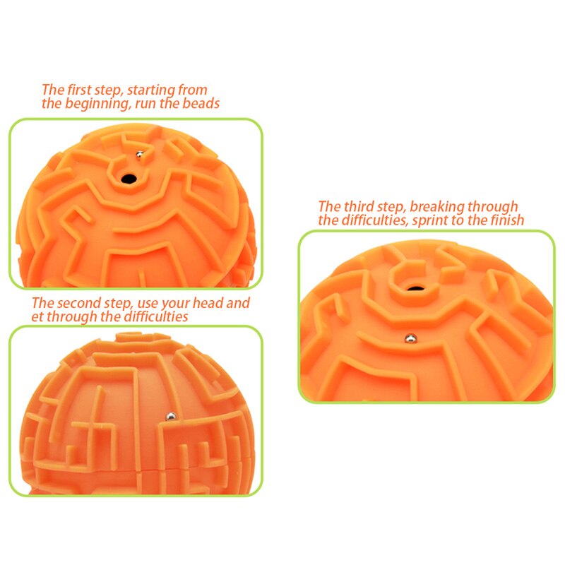 3D Doolhof Bal Interessante Labyrinth Puzzel Game Ligence Uitdagende Drie-Dimensionale Doolhof Training Speelgoed Cadeau Voor Kid, Oranje