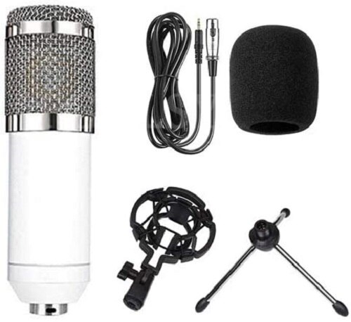Fangtuosi BM-800 microfone condensador profissional 3.5mm com fio bm800 karaoke microfone para ktv braodcasting cantando reco: Package 2 White