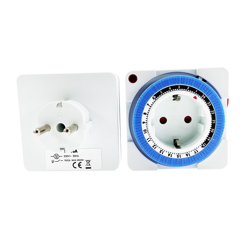 24Hours Timer Switch Plug EU Timer in Mechanical Grounded Programmable Smart Countdown loop Switch Socket Indoor Auto Power off