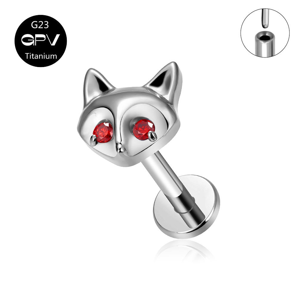 Reines Titan G23 Ohr Wirbel Nagel tränenreich kleine Fuchs Persönlichkeit Hochglänzender Ohrschirm Perforierter Schmuck Ohrnagel Earbone Nagel: Lila / Schwarze Gewehr überzogen