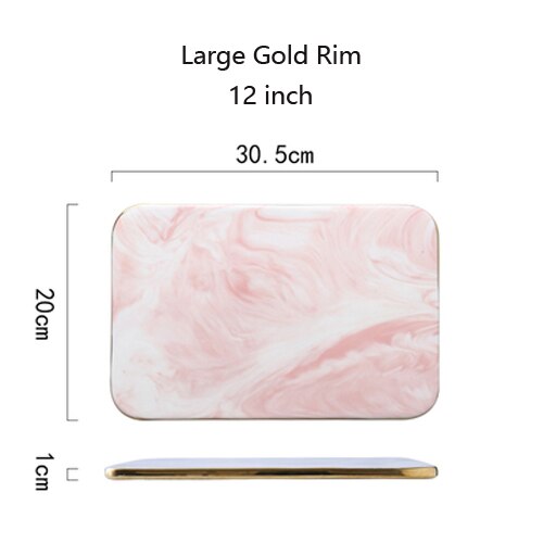 10/12inch Ceramic Marble Dinner Plate for Bread Pizza Chopping Board For Fruit Cutting Flat Rectangle Tray Steak Dish Tableware: H