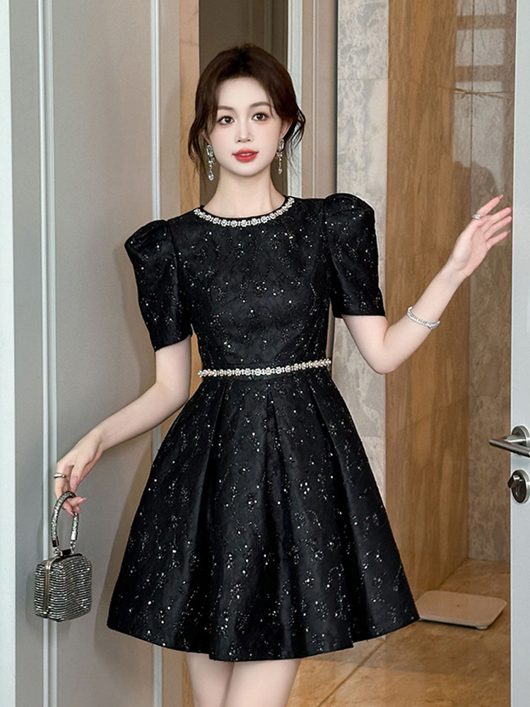 Elegante Luxe Kant Zomer Avondjurk Vrouwen Kleding Zoete Poff Mouw Slanke A-Line Short Party Club Prom Vestidos Fiesta