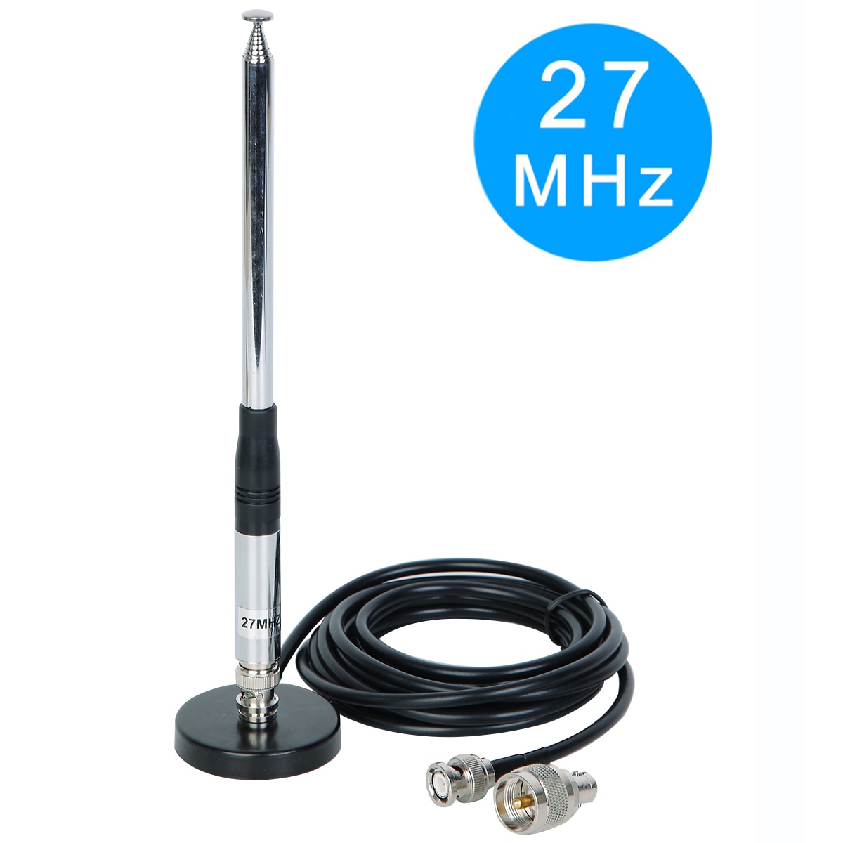 Abbree 27Mhz Bnc Telescopische 23/130Cm Antenne Met PL259 Mannelijke Adapter En Magnetische Basis Voor Cobra Midland uniden Cb Mobiele Radi