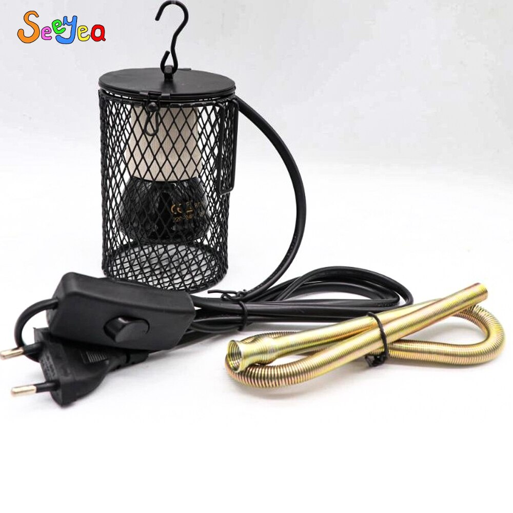 animale domestico mantenere caldo lampada riscaldante luce a infrarossi in ceramica con gabbia di sicurezza emettitore lampada di calore tartaruga serpente lucertola riscaldatore forniture per animali domestici