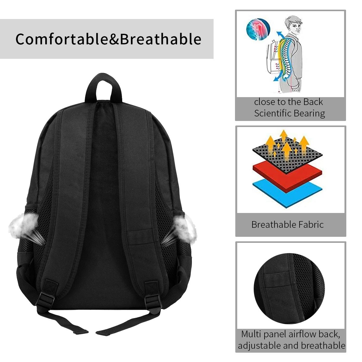 Rucksäcke mit wütendem panda-motiv, pandamonium university-rucksack für teenager, schöne polyestertaschen