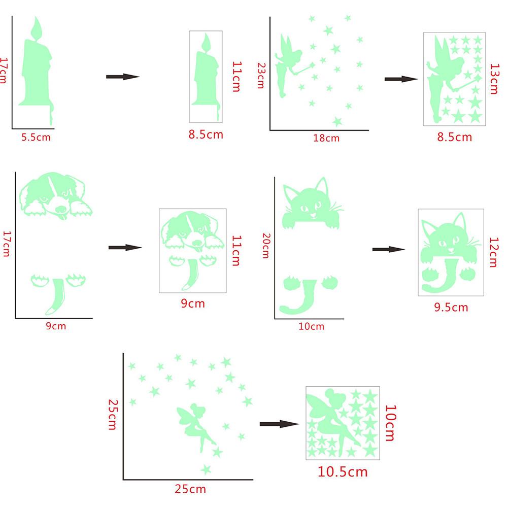 Gwiazda anioł świecące w ciemności naklejka strąk włącznik kot placki świecąca naklejka na ścianę naklejka fluorescencyjny zielony wróżka naklejka pokój dziecięcy Dom dekoracje