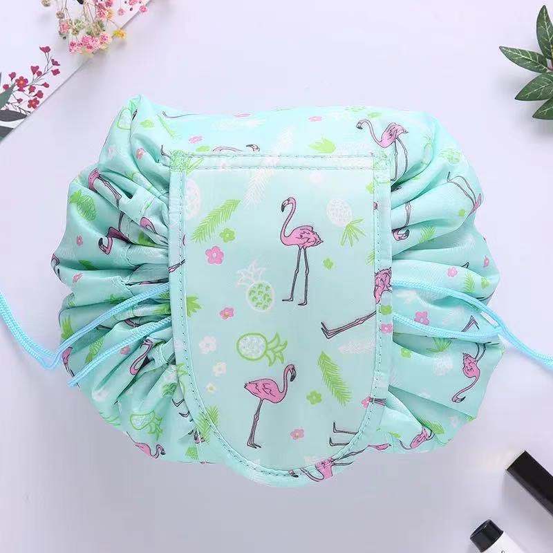 Women Drawstring Cosmetic Bag Travel Storage Makeup Bag Organizer Female Make Up Pouch Portable Waterproof Toiletry Beauty Case: NUDE