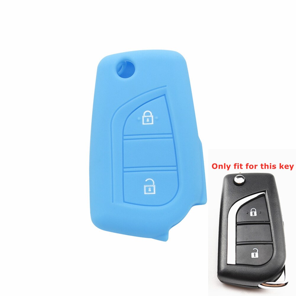 Silikone bil nøgle cover fjernbetjening nøgle skal holder til toyota yaris highlander camry rav 4 aygo til peugeot 108 til citroen  c1: Lyseblå
