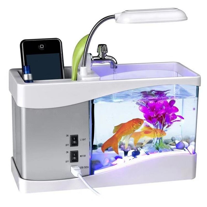 Multifunctionele Kleine Aquarium Op Tafel Mini Gold Fish Tank Filter Verlichting Drie-In-een Vechten Aquarium aquarium Accessorie