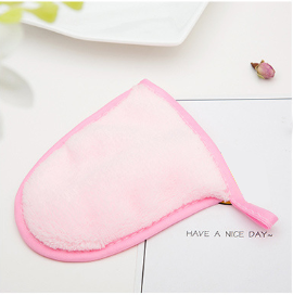 1 Uds., Toalla de microfibra reutilizable, almohadilla removedora de maquillaje, paño de limpieza facial, guante de limpieza, herramientas de belleza para el cuidado facial: pink