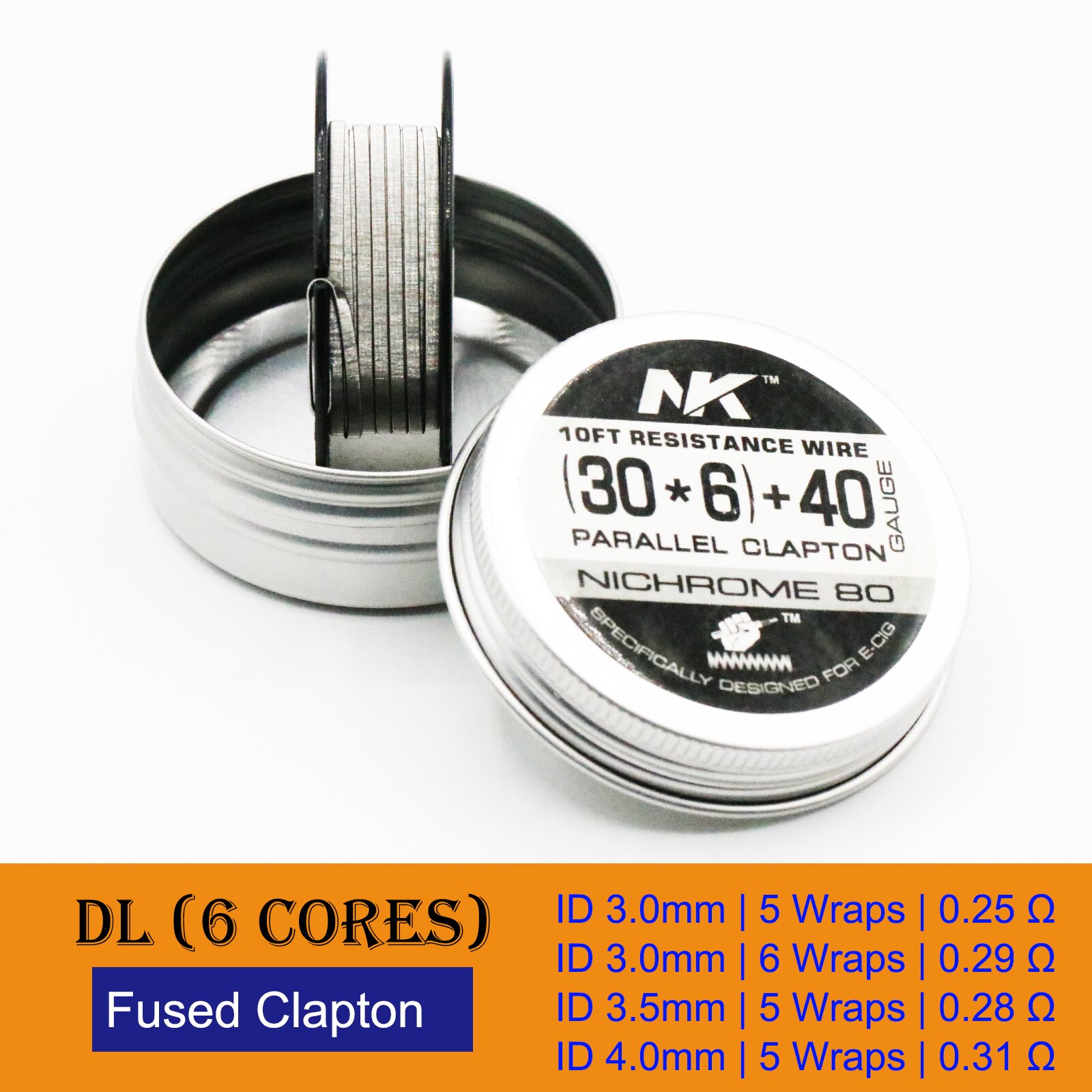 NK Ni80 filo di bobina Clapton fuso Nichrome sfalsato filo di riscaldamento alieno per Vape RDA RTA 10 piedi: 6. Ni80 30x6-40