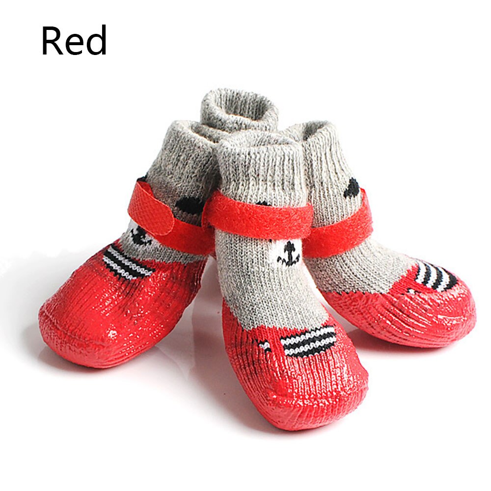 4 unids/set zapatos para perros algodón calzado zapatos para perros impermeable antideslizante perro lluvia botas de nieve calcetines calzado para cachorro perros pequeños