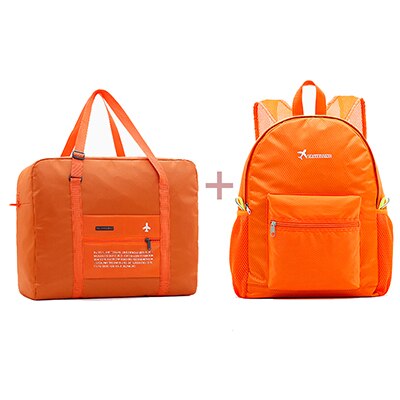 Unisex Luggage Travel Handbag Women Travel Bags Folding Bag Large Capacity Bag Luggage Travel Bags Portable Men Handbags: orange