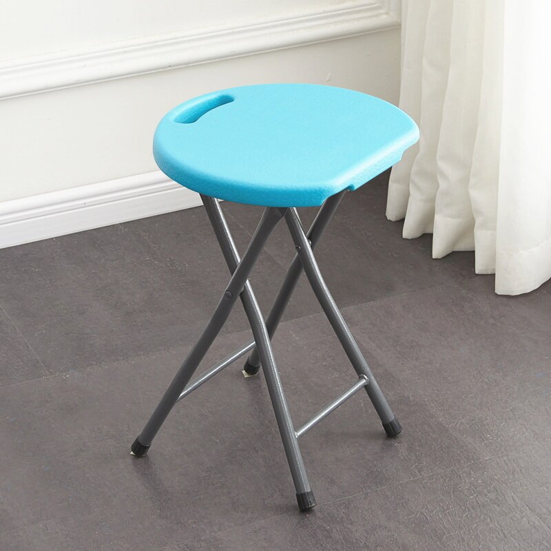 Thickened Plastic Folding Stool Household Living Furniture Round Restaurant Folding Chair Multifunctional Outdoor Portable Seats: wathet