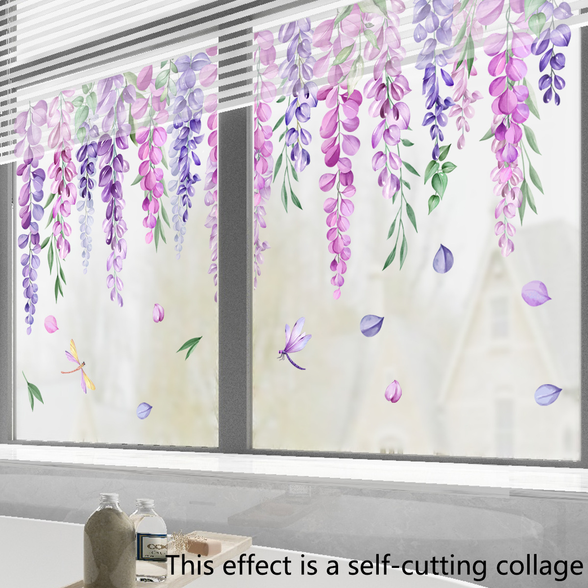 Pegatinas de cristal de flores y plantas, pegatinas decorativas para pared con tema de ventana de sala de estar, pegatinas para ventana