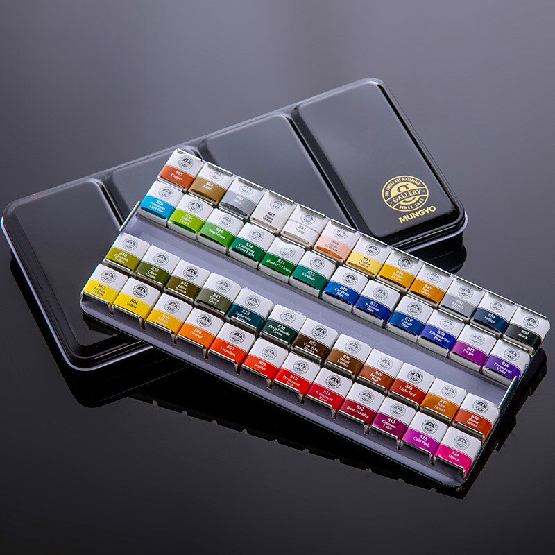 Juego de acuarelas Mungyo de 12/24/48 colores, agua sólida caja de lata de Color, pigmento de pintura al óleo para artistas estudiantes, colores variados