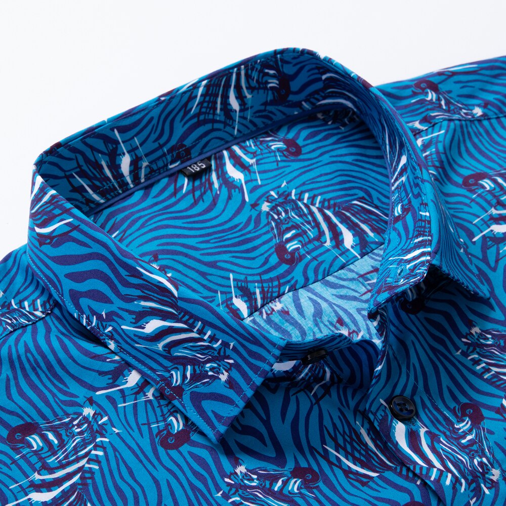 plus rozmiar 5XL 6XL 7XL 8XL męskie koszule z długim rękawem jesienne zimowe modne kwiatowe luźne koszule na co dzień męskie markowe ciuchy niebieskie czerwone