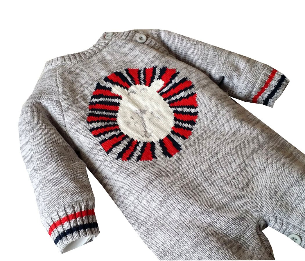 0-18M Gestrickte One-stück Baumwolle Baby Winter Strampler Langarm Dicken Pullover Für Baby Junge Mädchen ABS-1547